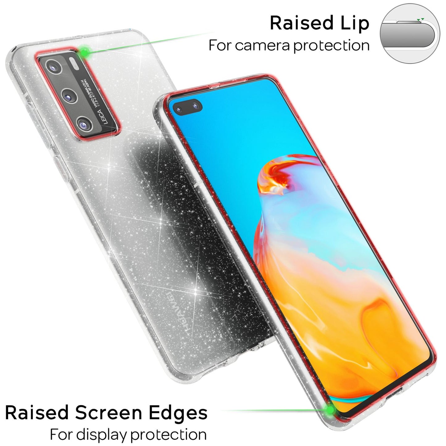 NALIA Glitzer Handyhülle für Huawei P40 Hülle, Bling Silikon Handyhülle Strass Cover