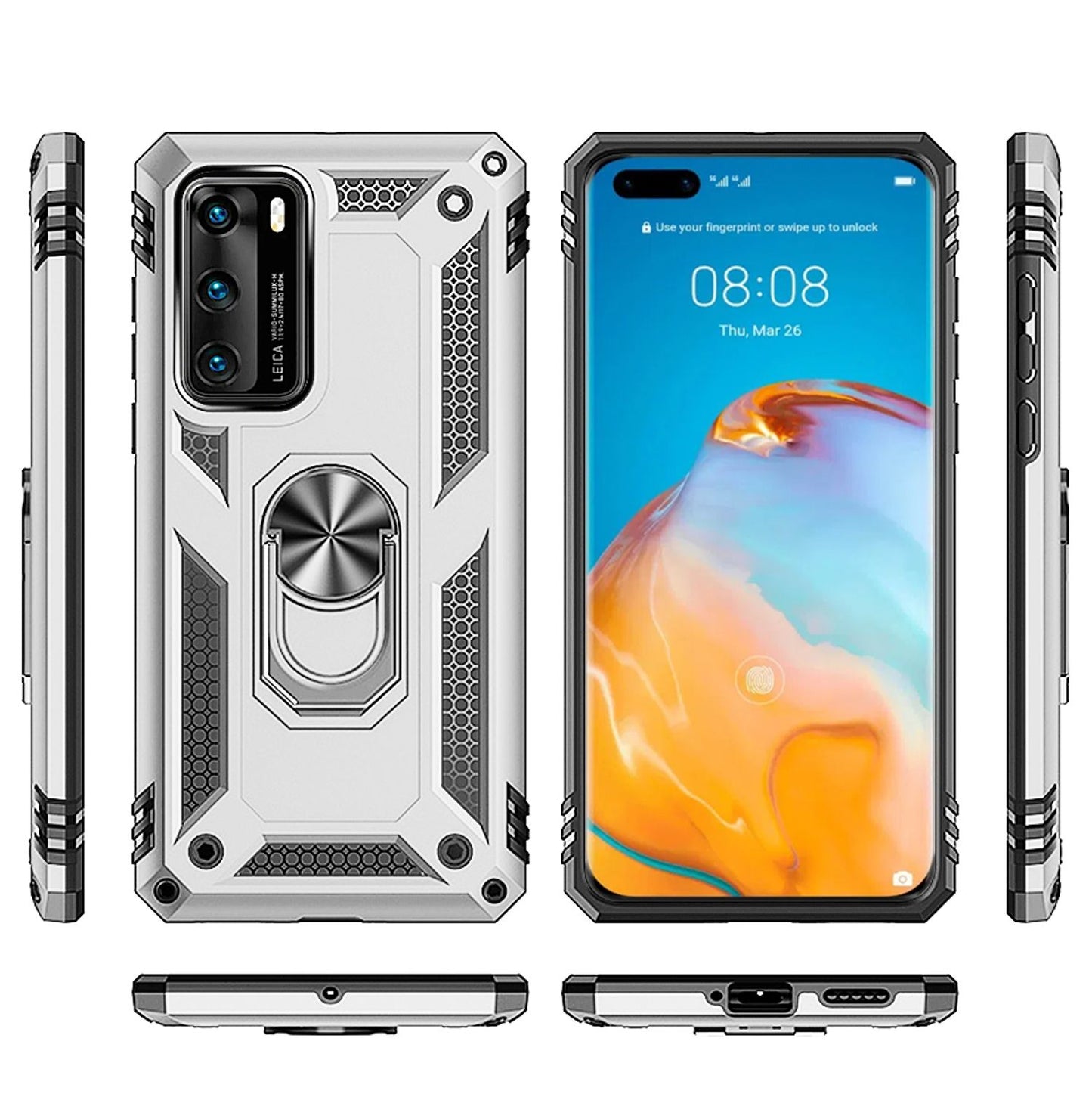 NALIA Ring Hülle für Huawei P40, Handy Schutz Tasche Slim Cover Case Bumper Etui