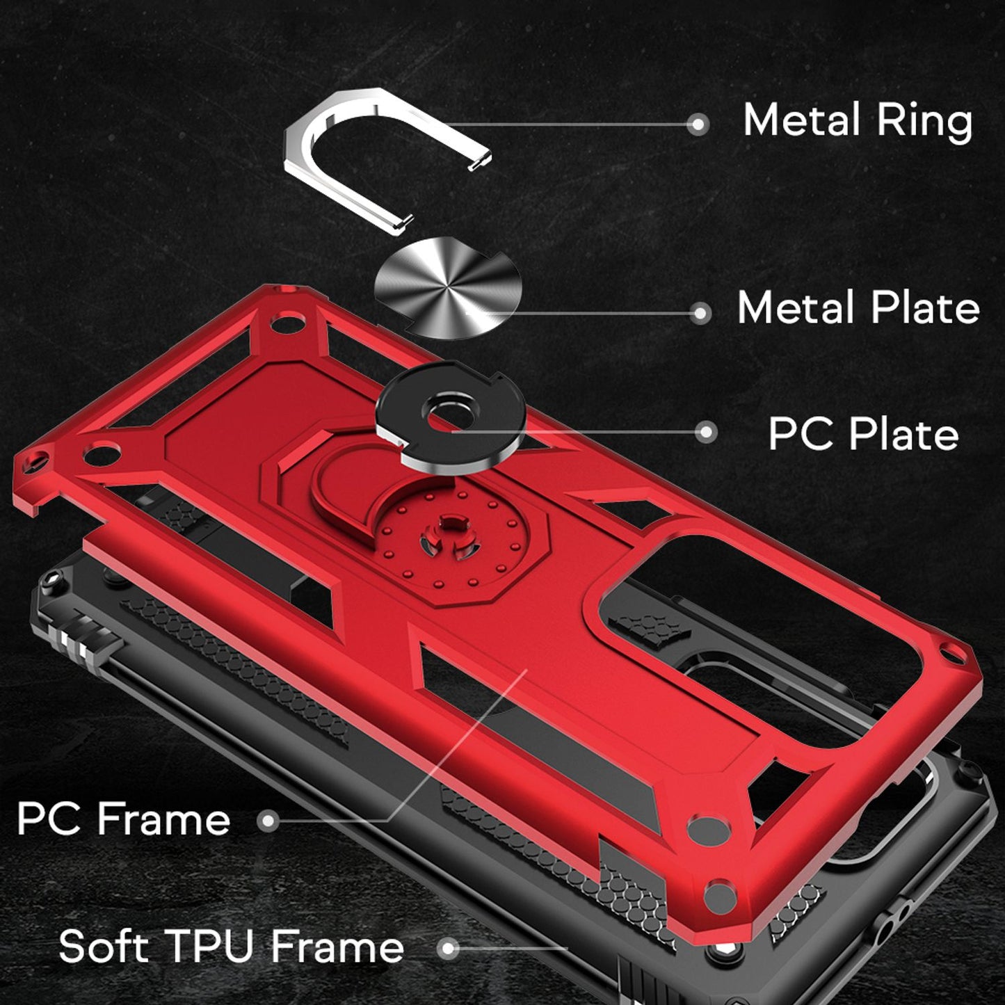 NALIA Ring Hülle für Huawei P40 Pro, Handy Schutz Tasche Cover Case Bumper Etui