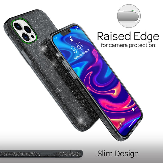 NALIA Glitzer Handy Hülle für iPhone 12 Pro Max, Bling Case Glitter Cover Bumper