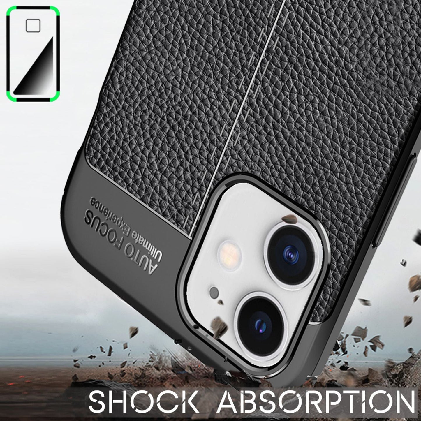 Husă din piele NALIA cu aspect de piele - compatibilă cu iPhone 12/12 Pro, silicon TPU