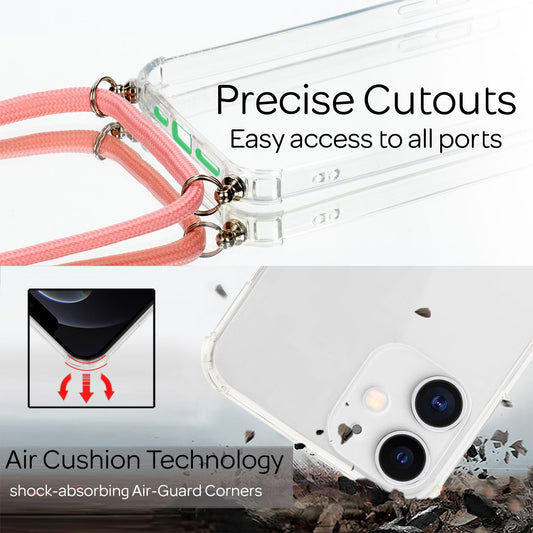 NALIA Handy Hülle mit Kette für iPhone 12/ iPhone 12 Pro, Hard Case Schutz Cover