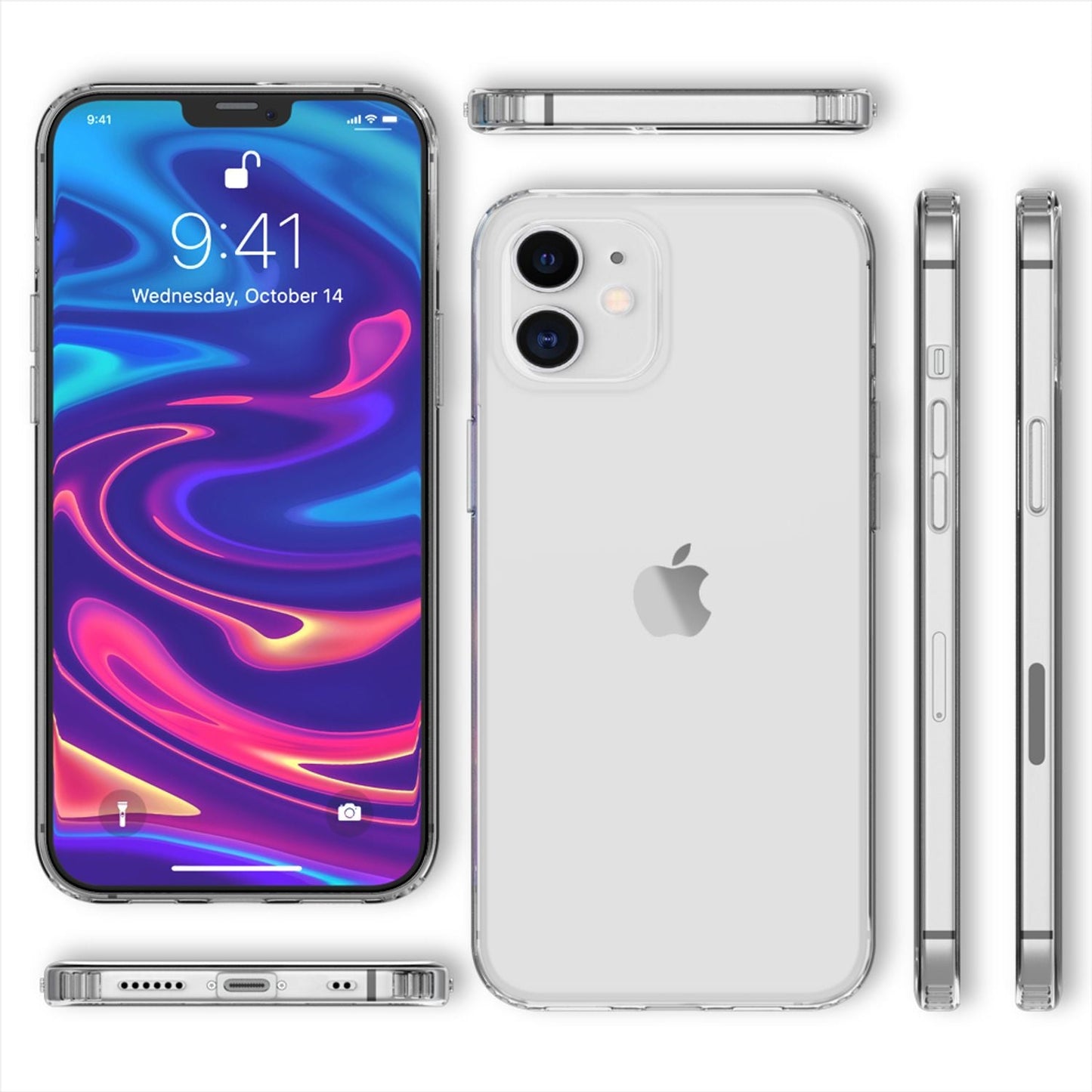 NALIA Ignite Hülle Transparent - Für IPhone 12 Mini, Silikon Bumper, Kratzfeste Rückseite