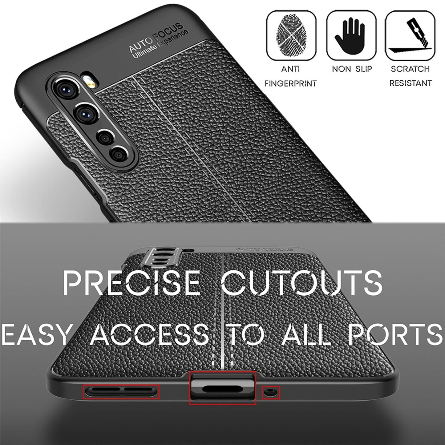 NALIA Design Handy Hülle für OnePlus Nord, Leder Look Phone Case Cover Bumper