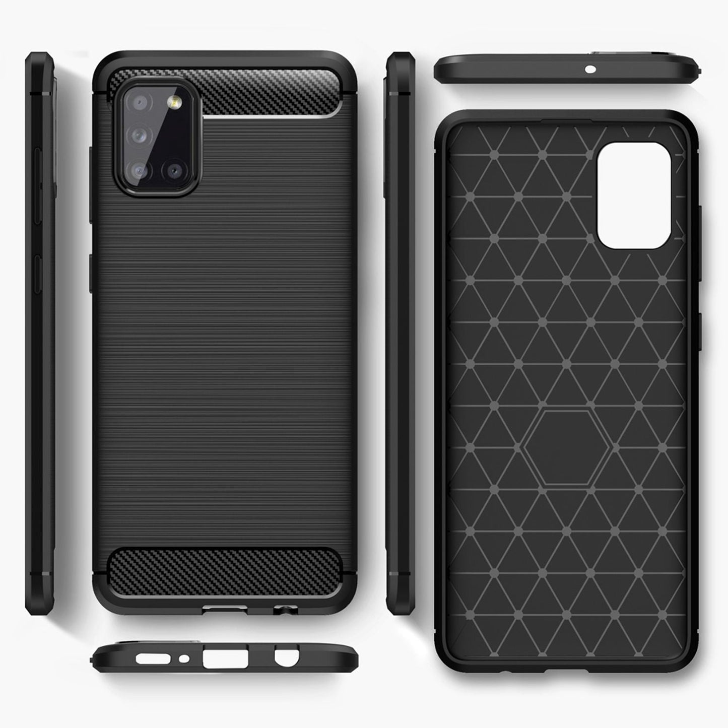 Husă de telefon NALIA Design pentru Samsung Galaxy A31, aspect carbon, bumper