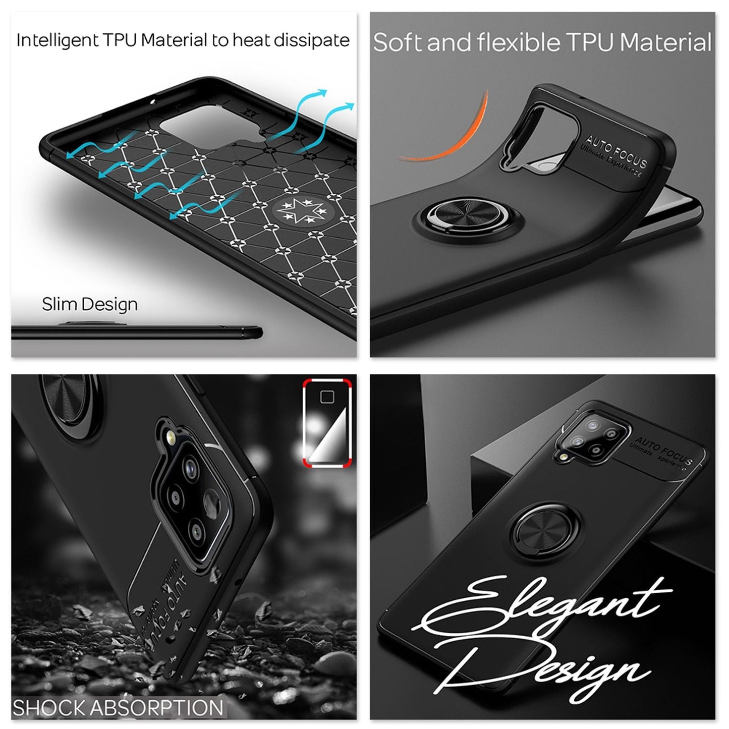 NALIA Ring Handyhülle für Samsung Galaxy A42 5G, Handy Cover Schutz Tasche Etui Case