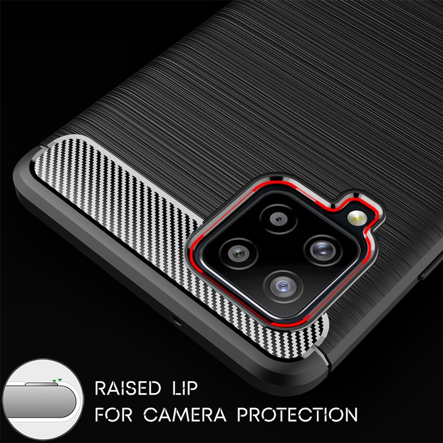NALIA Galaxy A42 5G Vortex Carbon Case - Dicke 1,0 Millimeter, Material TPU Silikon, Farbe Matt Schwarz
