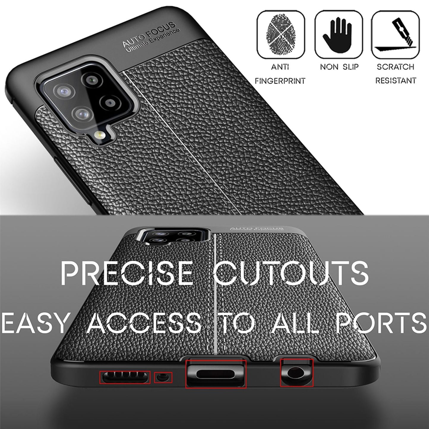 Husă din piele NALIA, silicon - aspect subțire, cu aspect de piele, dimensiuni potrivite pentru Galaxy A42 5G, rezistentă la șocuri