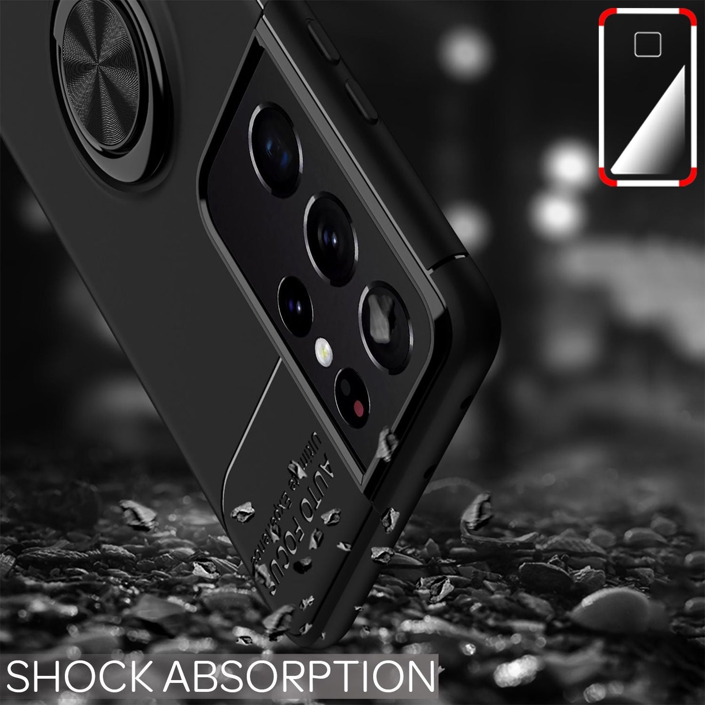 NALIA Ring Handy Hülle für Samsung Galaxy S21 Ultra, Schutz Case Tasche Bumper