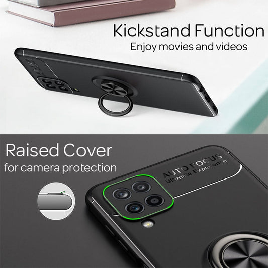 NALIA Ring Handy Hülle für Samsung Galaxy A12, Schutz Case Tasche Etui Bumper