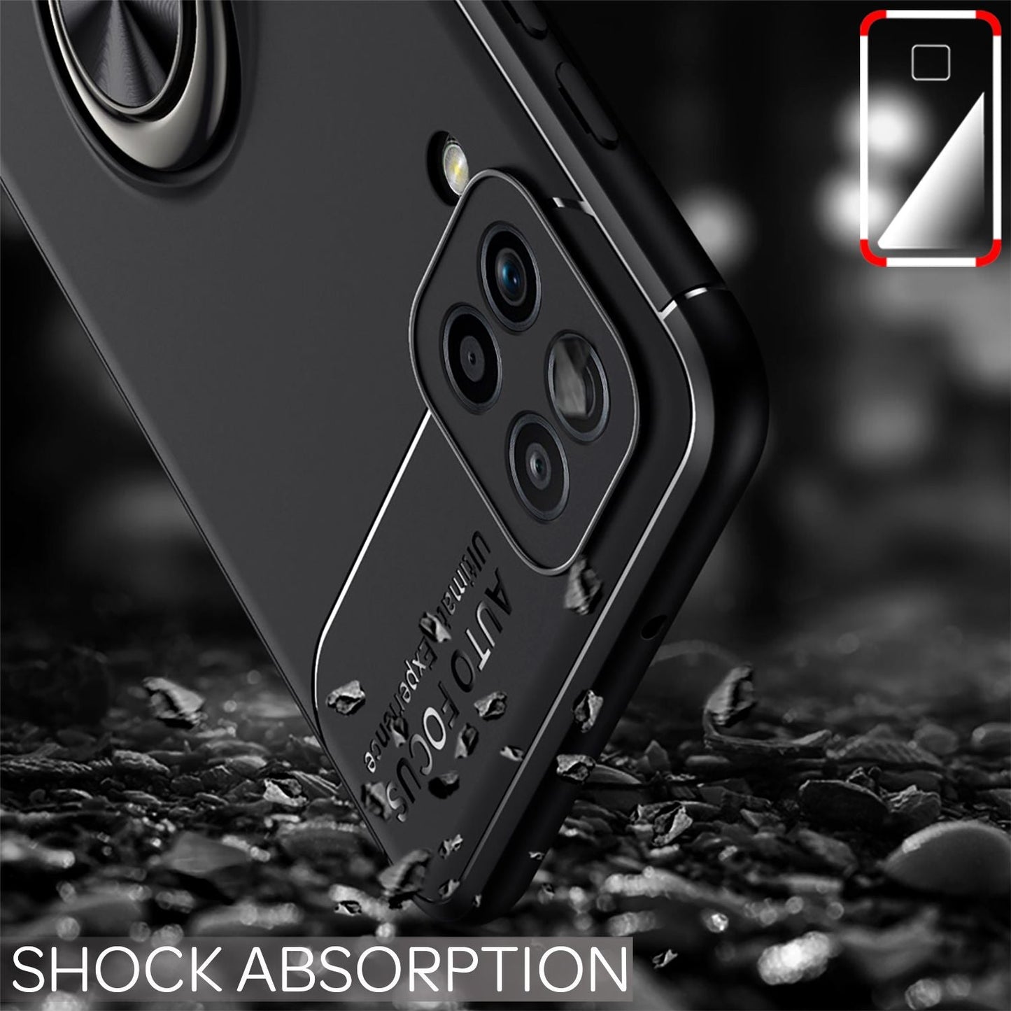 NALIA Ring Handy Hülle für Samsung Galaxy A12, Schutz Case Tasche Etui Bumper