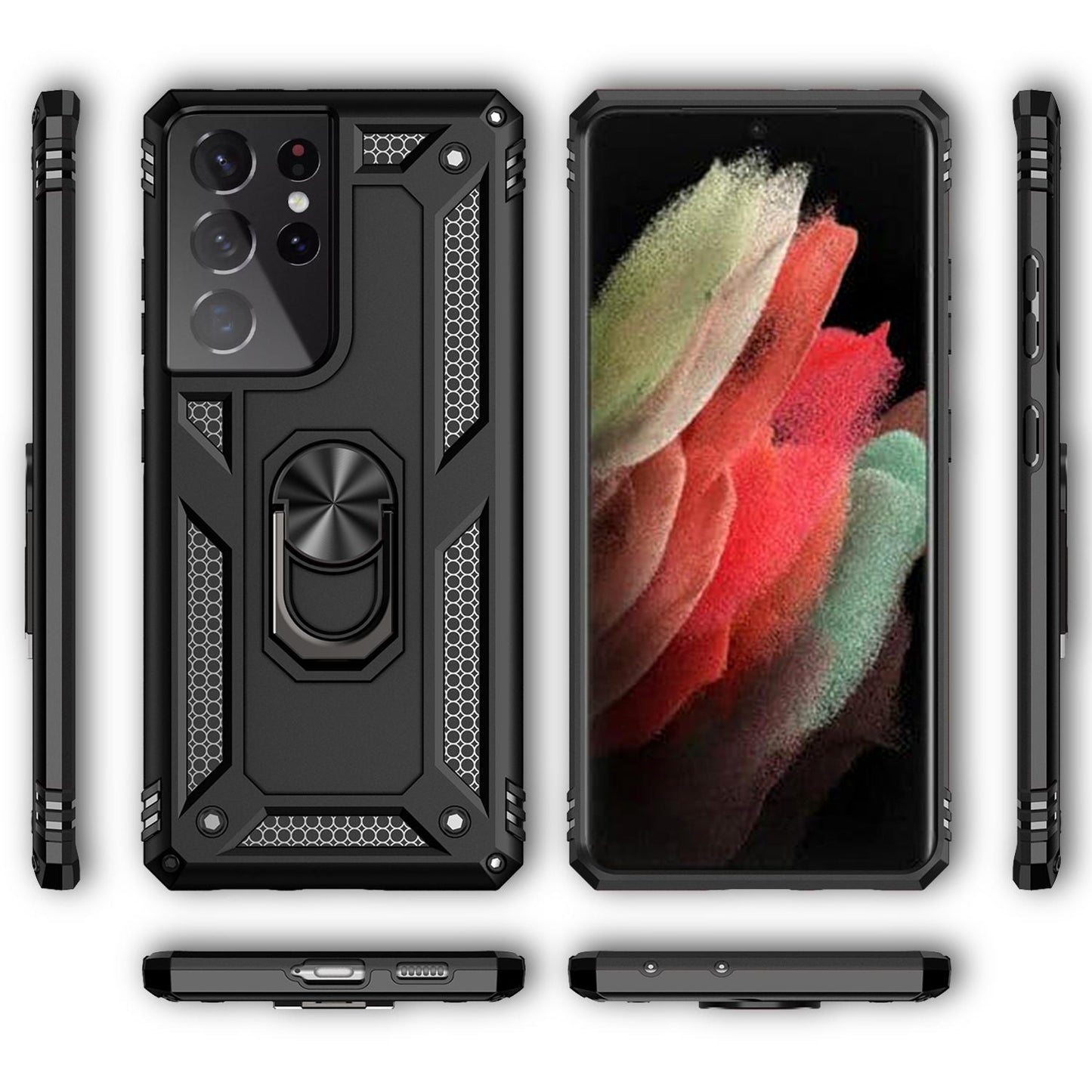 NALIA Ring Handy Hülle für Samsung Galaxy S21 Ultra, Schutz Tasche Cover Case