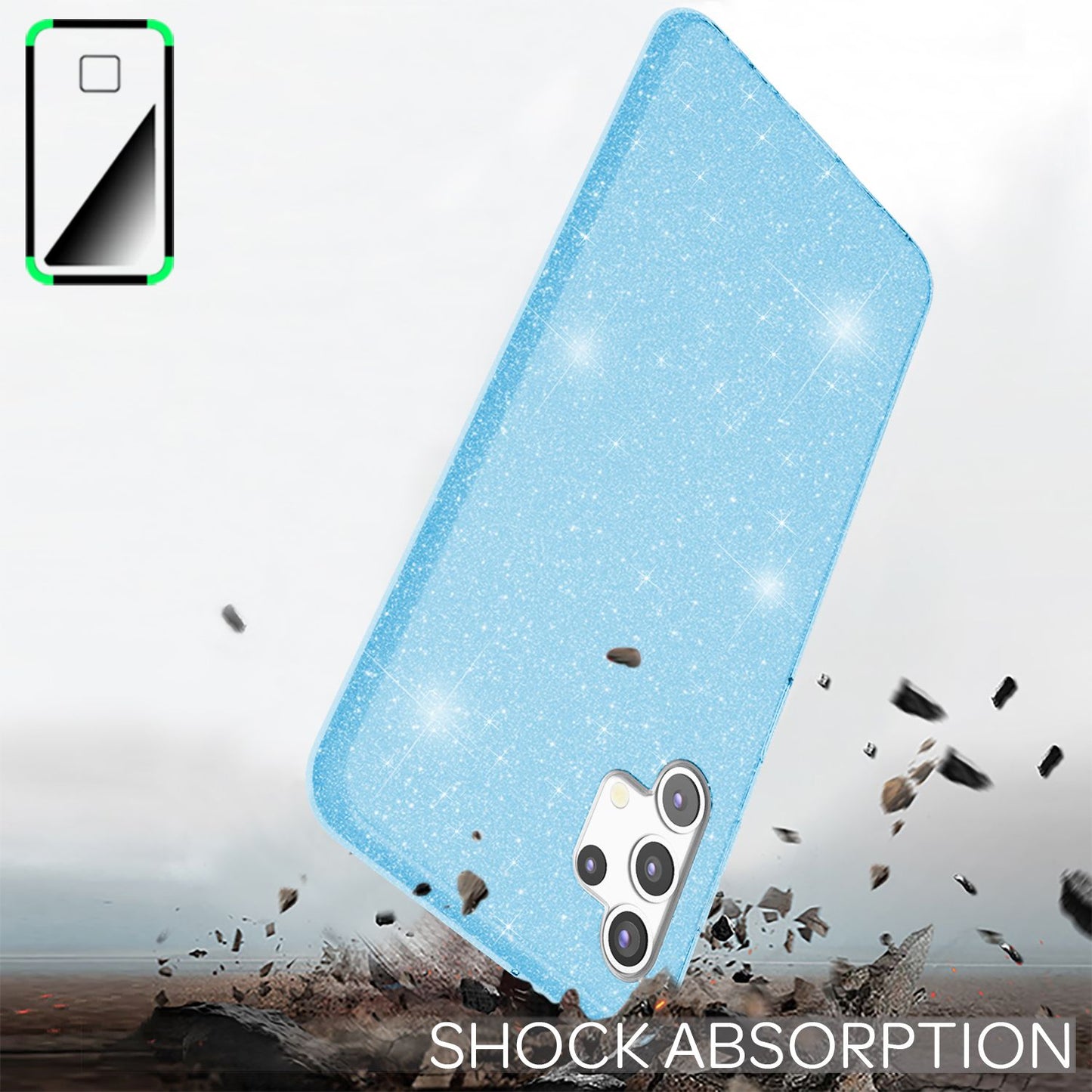 NALIA Glitzer Handy Hülle für Samsung Galaxy A32 5G, Silikon Cover Case Glänzend