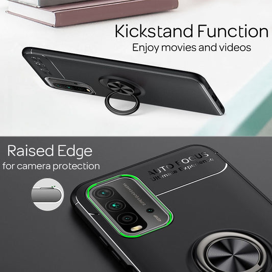 NALIA Ring Handyhülle für Xiaomi Redmi 9T, Silikon Cover Schutz Tasche Case Etui