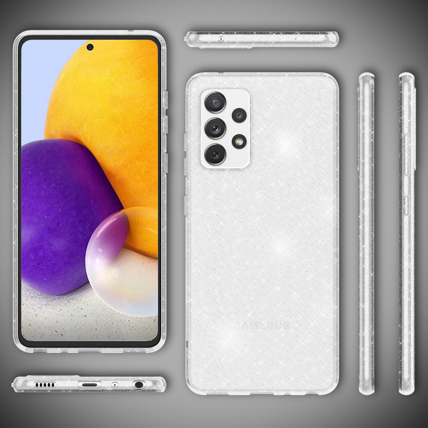 NALIA Galaxy A72 Glitzerhülle - Funkelndes Design, Größe A72, Material Silikon, Farbe Transparent