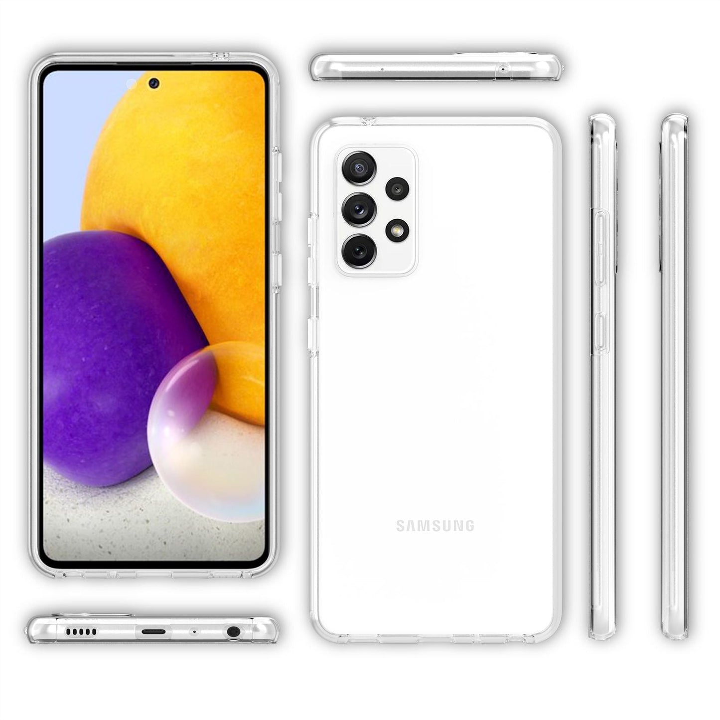 NALIA Galaxy A72 360 Grad Hülle - Transparenter Full Cover Schutz, Passgenau, Stoßfest