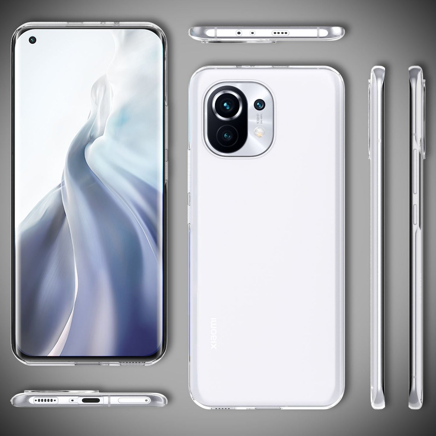 NALIA Klare Handy Hülle für Xiaomi Mi 11 5G, Transparent Silikon Cover Case Etui