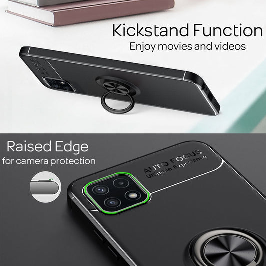 NALIA Galaxy A22 5G Ringhülle - 360 Grad Ringhalter, Matte Oberfläche, Passgenau A22 5G