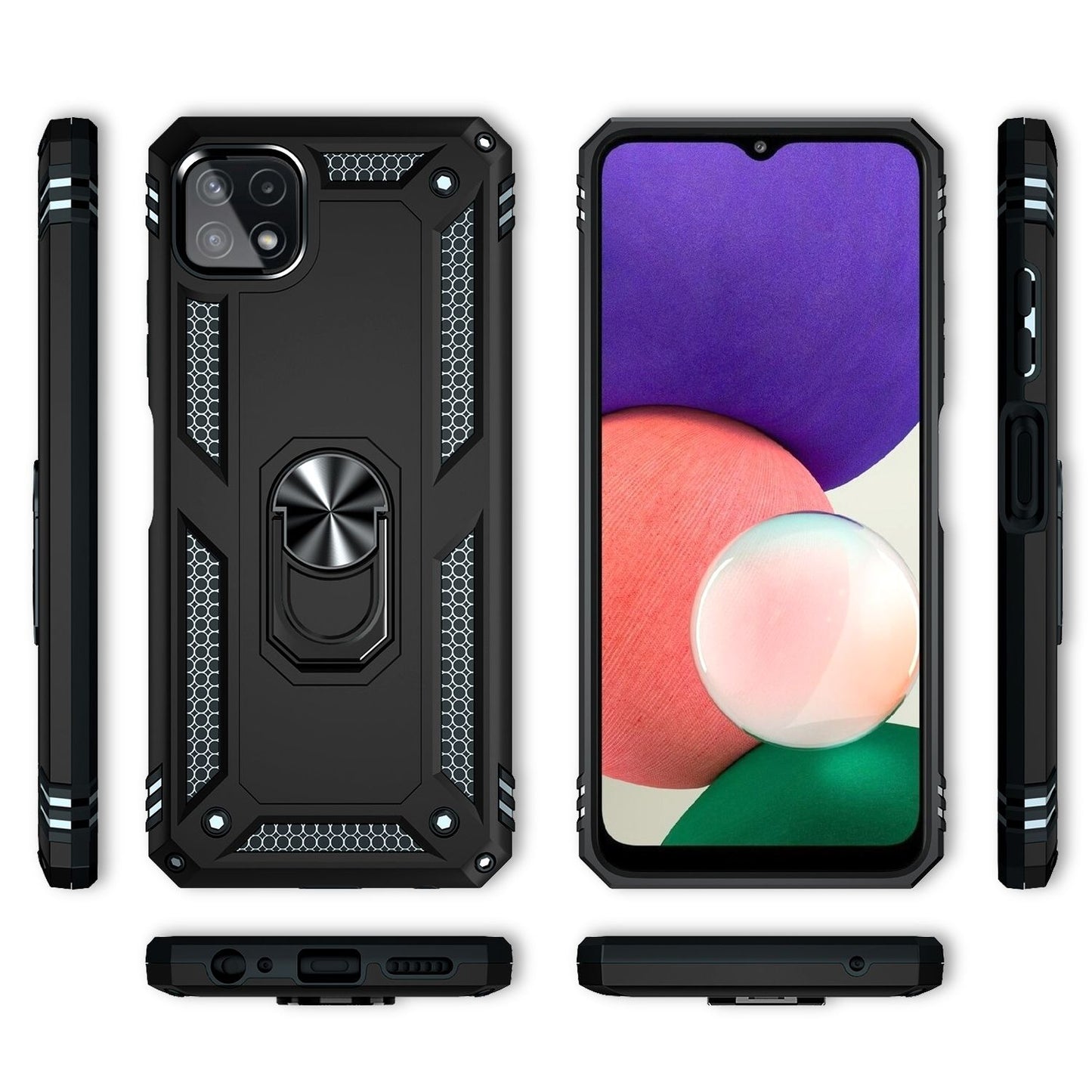 NALIA Military-Style Ringhülle für Samsung Galaxy A22 5G, Extrem Schützend Robust