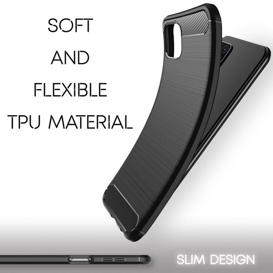 NALIA Carbon Look Case für Samsung Galaxy A22 5G, Matt-Schwarze Silikonhülle