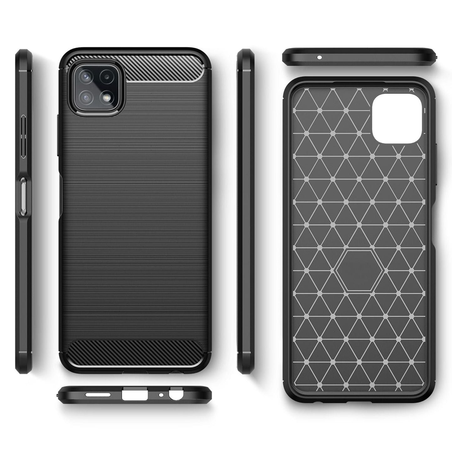 NALIA Carbon Look Case für Samsung Galaxy A22 5G, Matt-Schwarze Silikonhülle