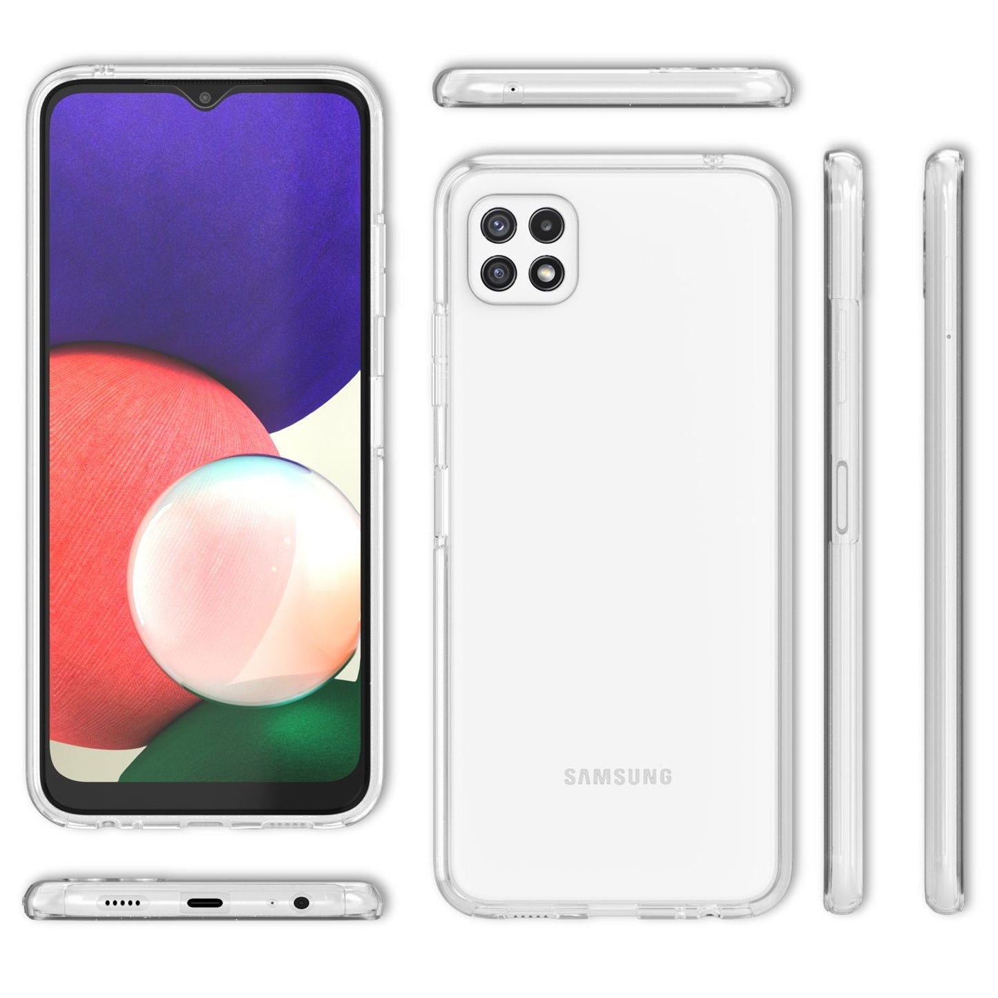 NALIA Klare 360 Grad Schutzhülle - Galaxy A22 5G Transparent Hardcase Silikon Bumper