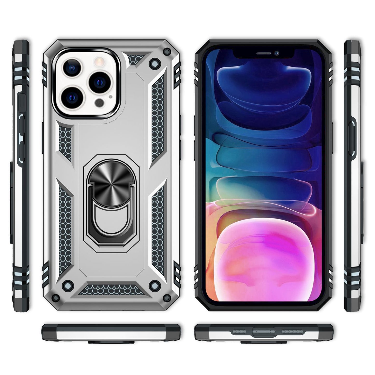 NALIA Ring Hülle für iPhone 13 Pro Max, Hard Case mit TPU Silikon Bumper Cover