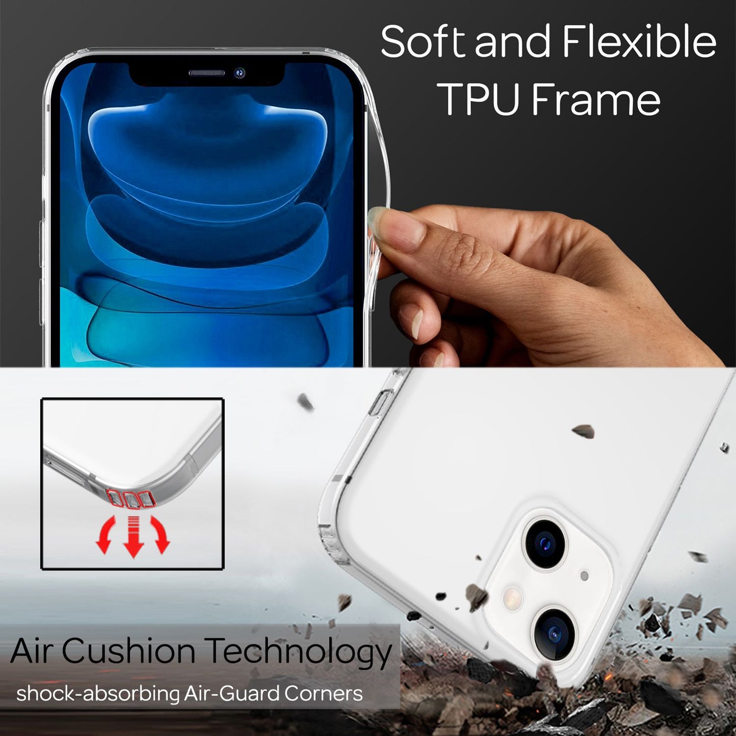 Husă transparentă NALIA rezistentă la zgârieturi pentru iPhone 13 Mini, spate rigid transparent, anti-îngălbenire, rezistentă la șocuri și ramă din silicon