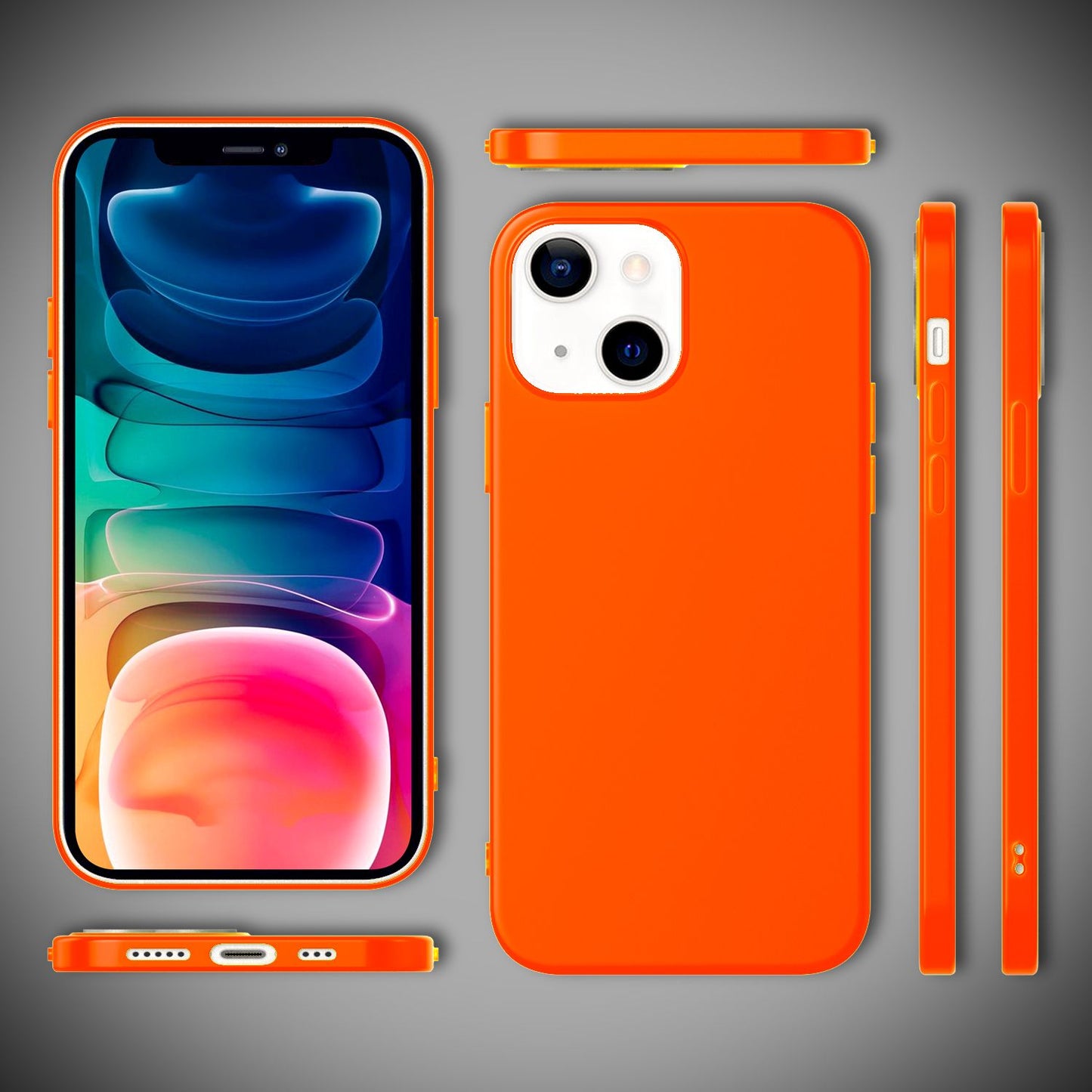 NALIA Bunte Neon Handy Hülle für iPhone 13, Matt Silikon Case Cover Bumper Etui