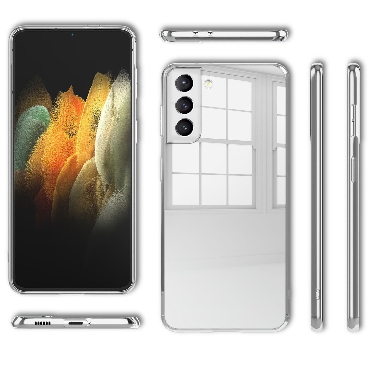 NALIA Hartglas Case Spiegeleffekt - 9H Glas Dünne Hülle Silikonbumper