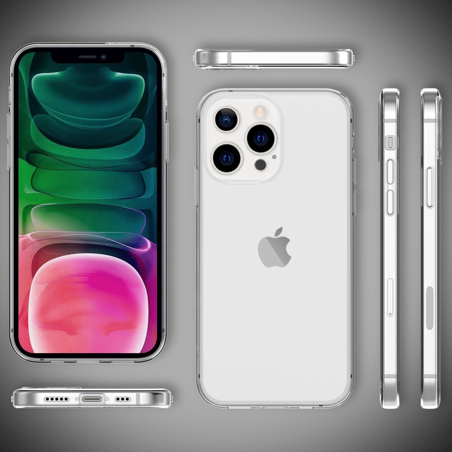 Husă NALIA AirFlex Clear, Husă transparentă din silicon - Dimensiune iPhone 13 Pro, Grosime 0,8 mm, Silicon