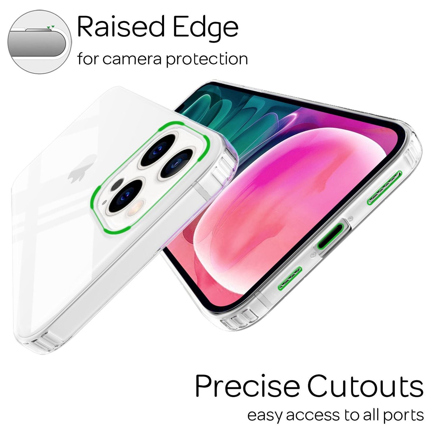 Husă transparentă NALIA rezistentă la zgârieturi pentru iPhone 13 Pro, spate rigid transparent, anti-îngălbenire, rezistentă la șocuri și ramă din silicon