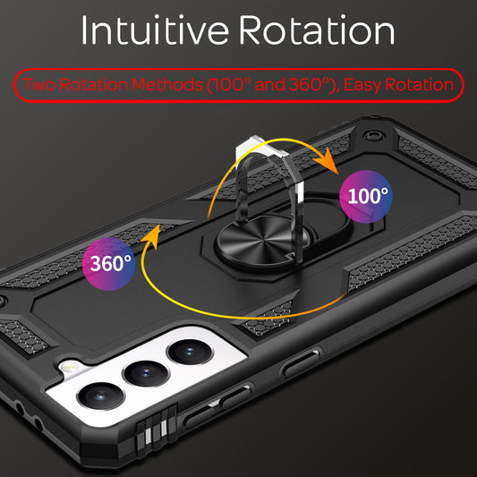NALIA Military-Style Ringhülle für Samsung Galaxy S21 FE, Extrem Schützend Stoßfest Robust, 360° Ring für Standfunktion