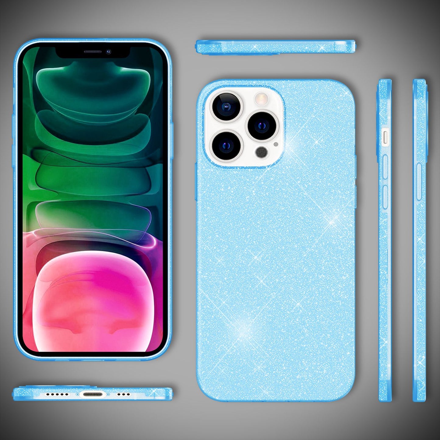 NALIA ShinePop Hülle Glitzerndes Hybrid Case - Kompatibel iPhone 13 Pro Stoßfest Silikon