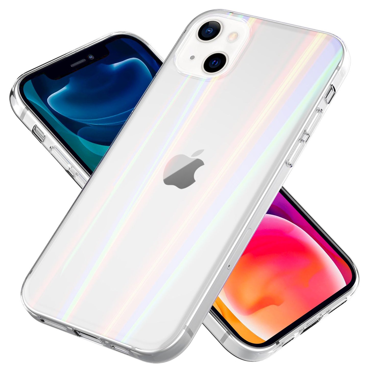 Husă NALIA din sticlă securizată transparentă pentru iPhone 13, efect curcubeu transparent, anti-îngălbenire, rezistentă la zgârieturi, sticlă securizată și bară de protecție din silicon