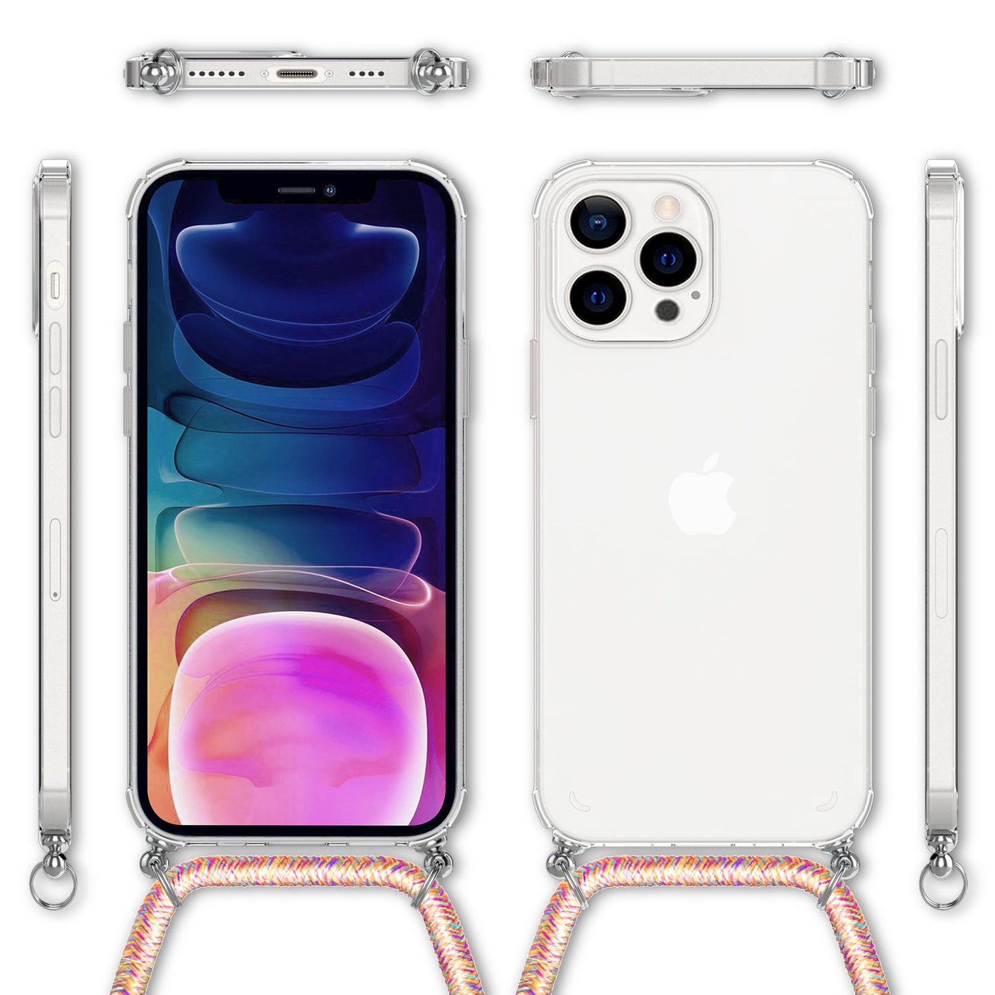 NALIA Hangit Handyhülle - Umhängehülle mit Kette Für iPhone 13 Pro Max Kompatibel Kette 60 cm Lederoptik