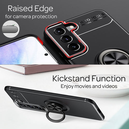 NALIA Matt-Schwarze Ringhülle für Samsung Galaxy S22