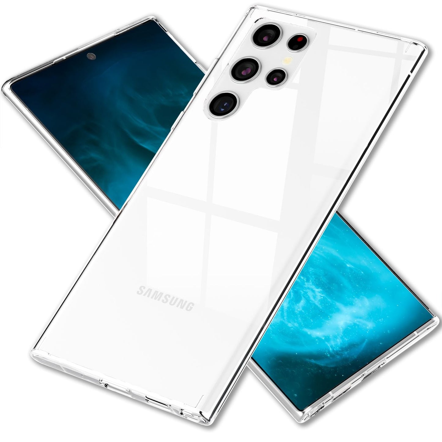 Husă NALIA transparentă rezistentă la zgârieturi - Compatibilă cu Samsung Galaxy S22 Ultra, ramă spate din silicon transparent