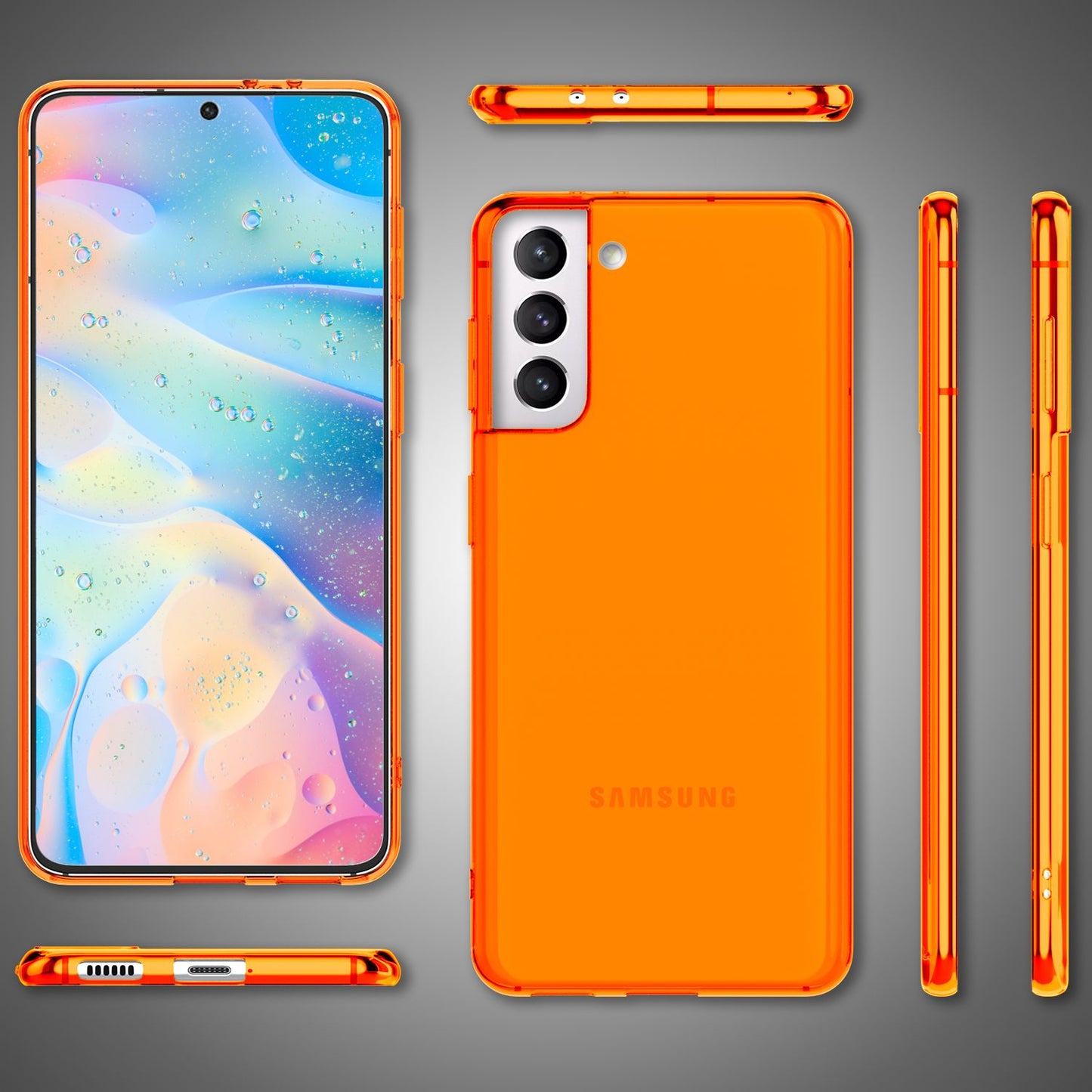 NALIA Klare Neon Handyhülle Samsung Galaxy S22 - Dünn Transparent Leuchtende Neonfarben