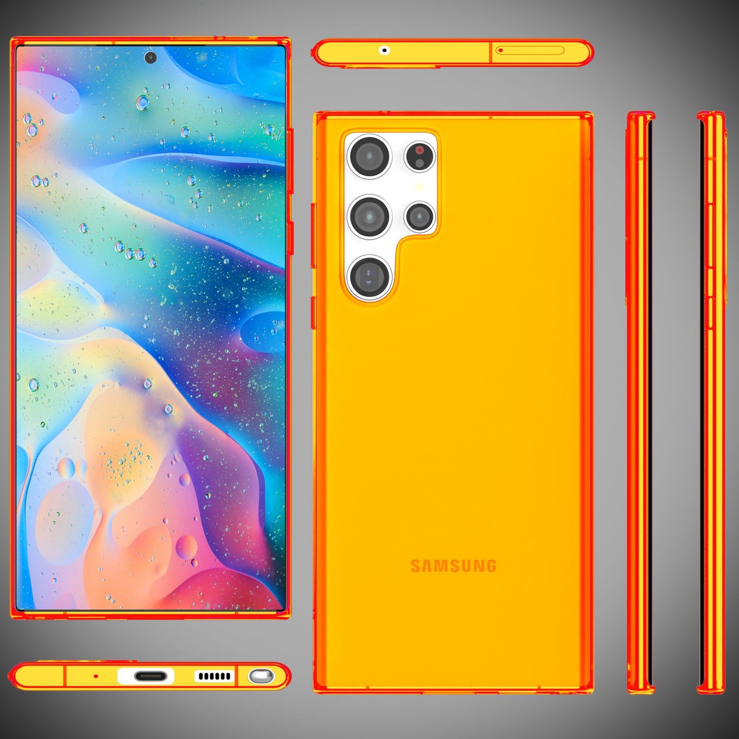 NALIA Klare Neon Handyhülle - Galaxy S22 Ultra Kompatibel, Dünn Silikon, Dicke 0,7 Millimeter