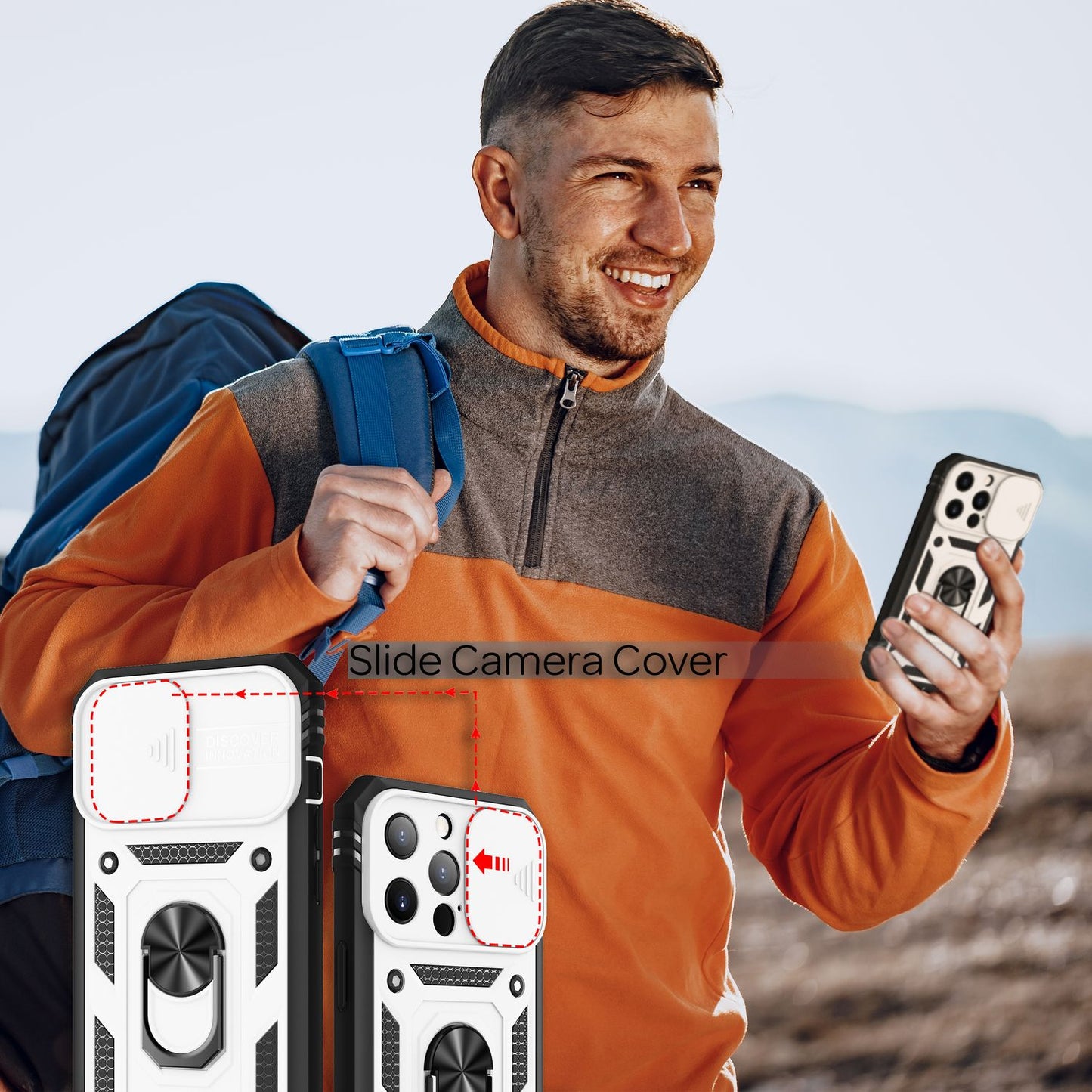 NALIA Military-Style Ringhülle für iPhone 13 Pro, Extrem Schützend mit Display-Rahmen & Kamera-Abdeckung, 360° Ring für Standfunktion & KFZ-Halterung