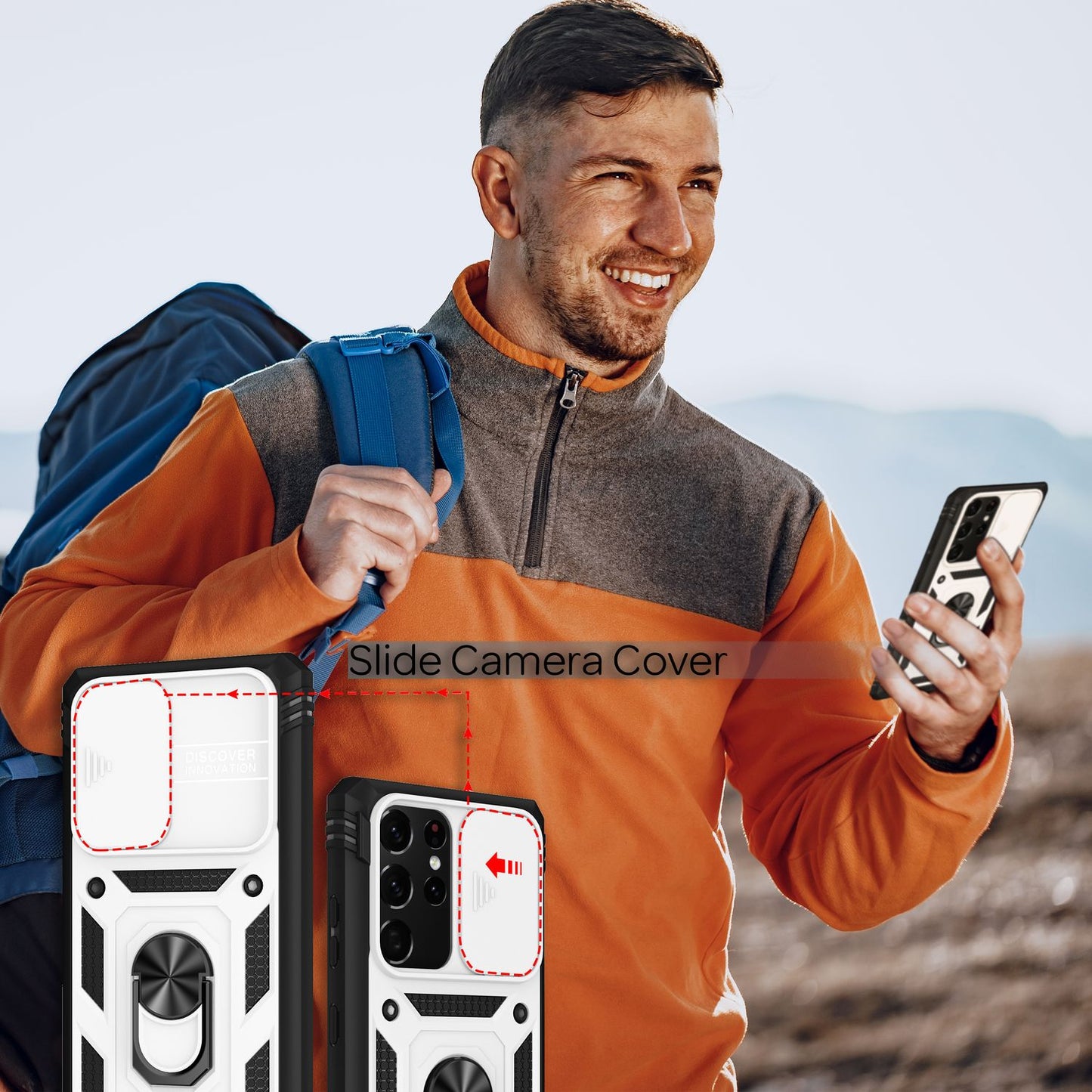 NALIA Galaxy S21 Ultra Ringhülle Extrem Schutz - 360° Ring Standfunktion, Display-Rahmen, Kamera-Abdeckung