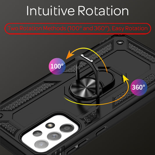 Military-Style Ringhülle für Samsung Galaxy A53, Extrem Schützend Stoßfest Robust Outdoor, Handyhülle mit 360° Ring für Standfunktion & KFZ-Halterung
