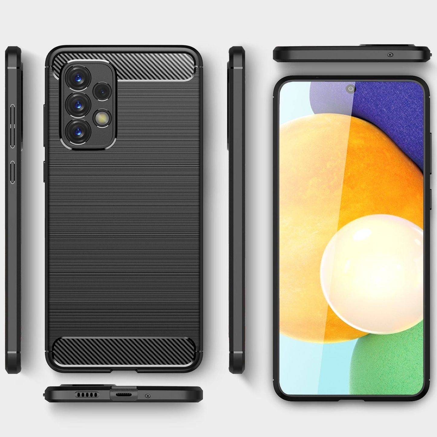 NALIA Galaxy A53 Carbon Look Case Kohlefaser-Optik Matt Schwarz - Dünne Schutzhülle, Rutschfest, Kratzfest