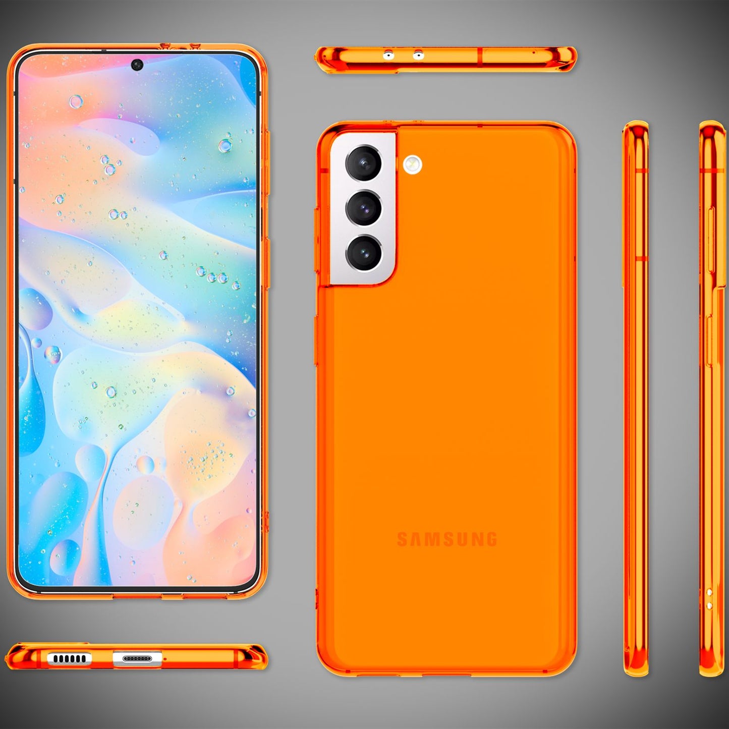 NALIA Klare Neon Silikonhülle - Passend Für Galaxy S21 FE Durchsichtig Leuchtende Neonfarben, Anti Gelb Vergilbungsfrei