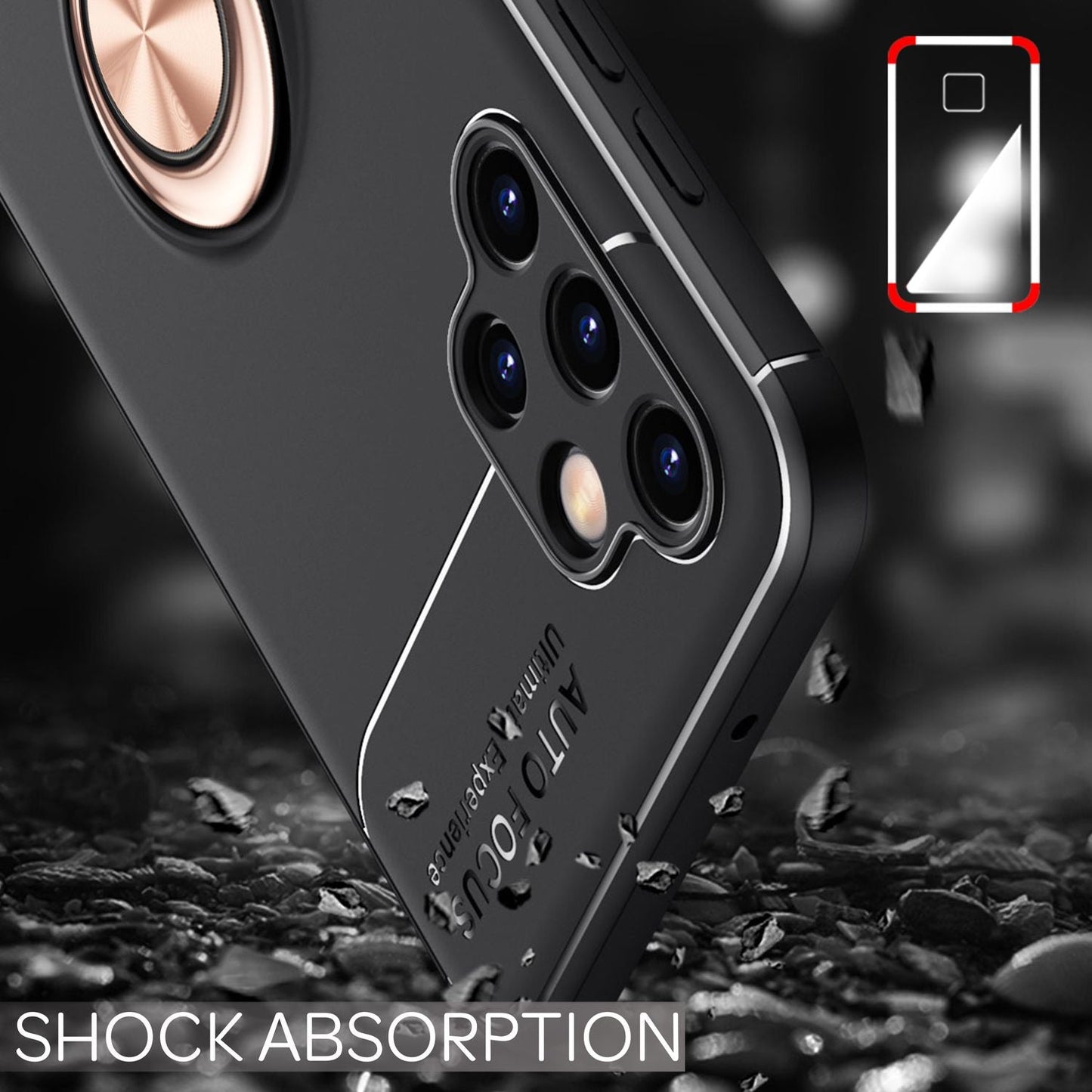 Husă NALIA Berlin Grip360, suport inelar 360 - Compatibilă cu Galaxy A13, funcție stand, finisaj mat