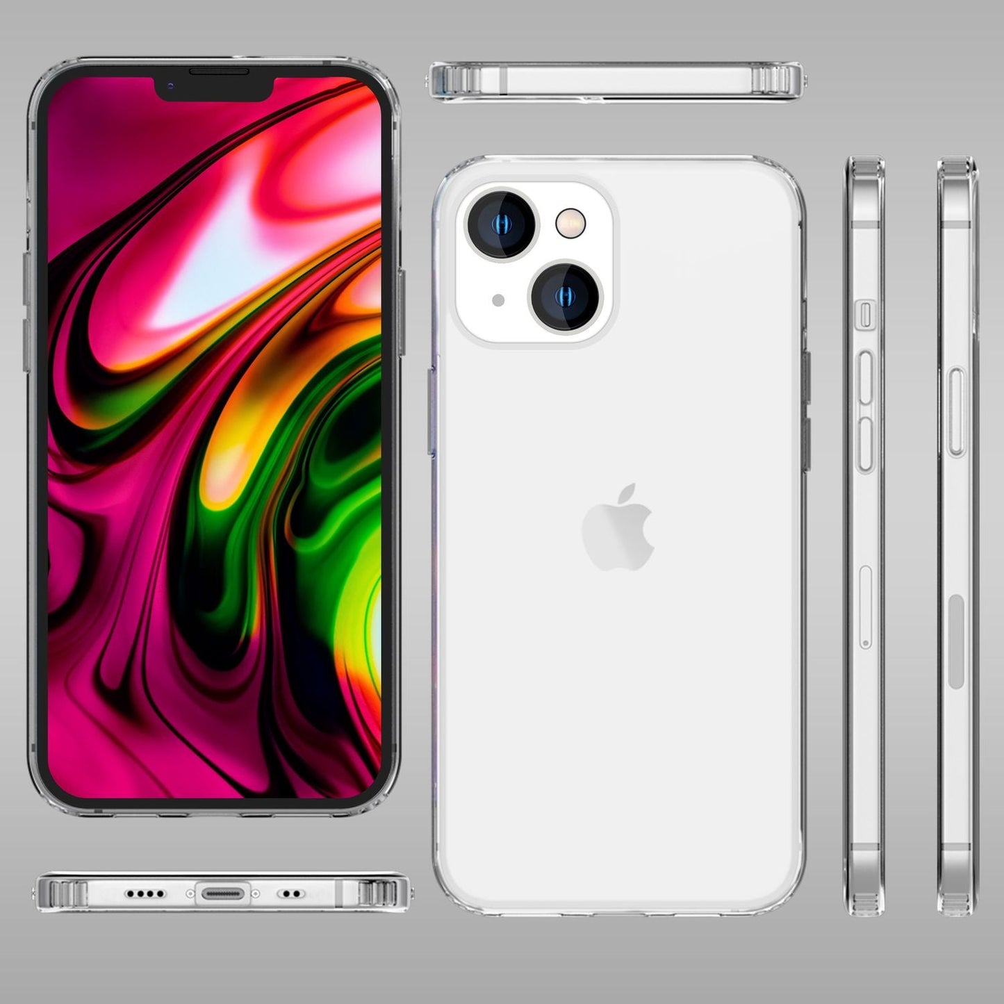 Carcasă pentru iPhone 14 - Carcasă transparentă rezistentă la zgârieturi și bară de protecție din silicon