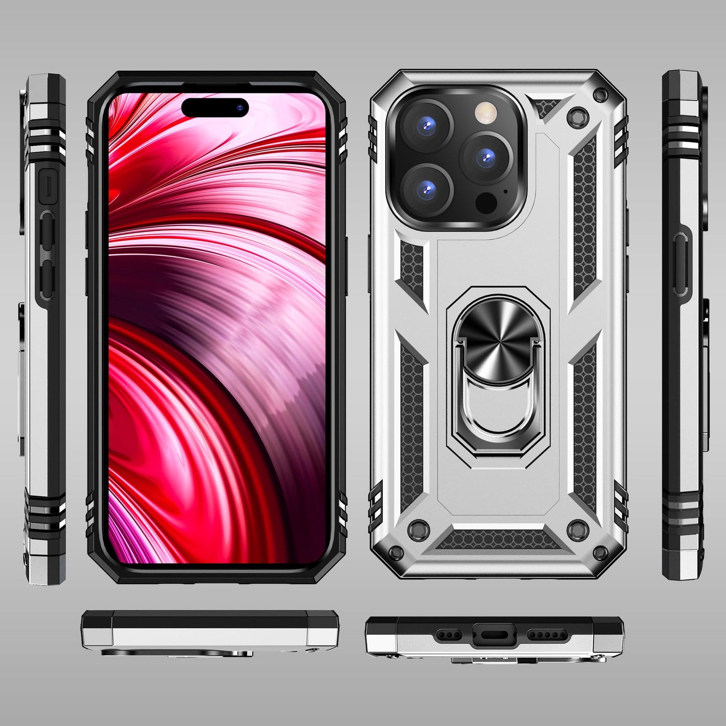 Carcasă RingDefend pentru iPhone 14 Pro Max - Carcasă de exterior rezistentă la șocuri - Material hibrid - Dimensiuni 158x77x12