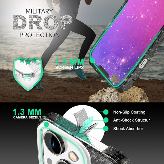 Husă NALIA Berlin din silicon cu sclipici pentru iPhone 14 - Material ranforsat, Dimensiune potrivită pentru iPhone 14, Finisaj cu sclipici