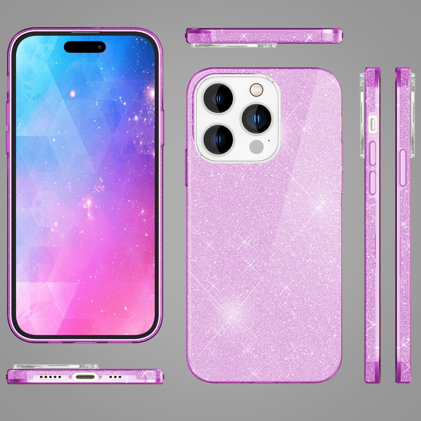 Hülle für iPhone 14 Pro Max - Glitzer Silikon Handyhülle Diamant Glitter Case